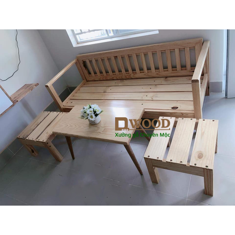 Bộ bàn ghế Sofa gỗ thông Dwood tự nhiên, mộc mạc- Chuyenmoc.com