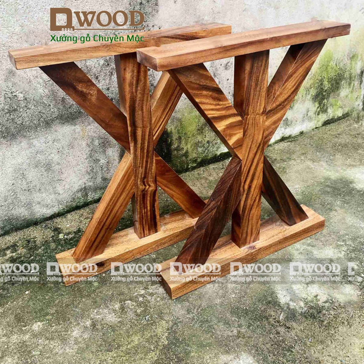 Chân bàn Dwood chữ X gỗ me tây
