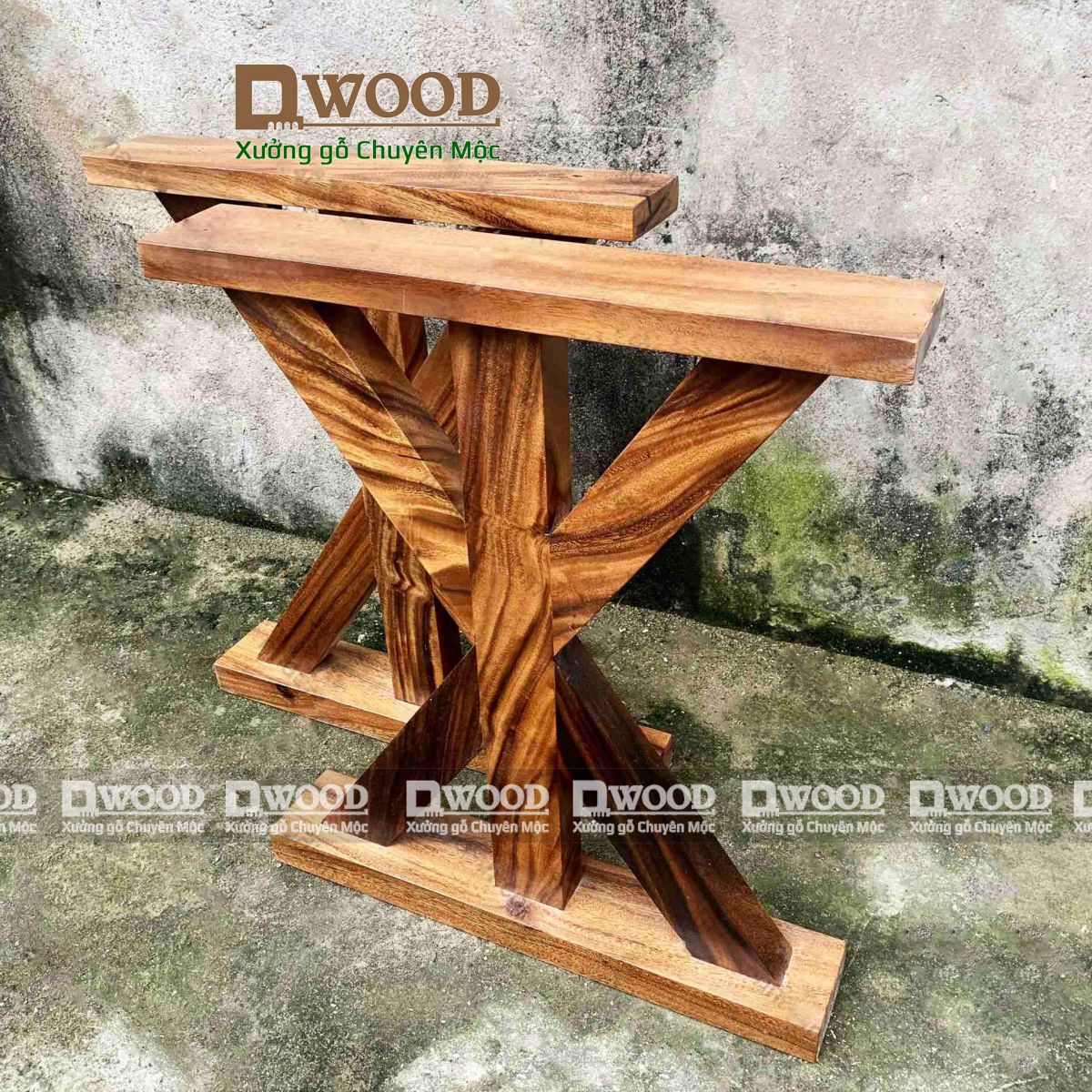 Chân bàn Dwood chữ X gỗ me tây