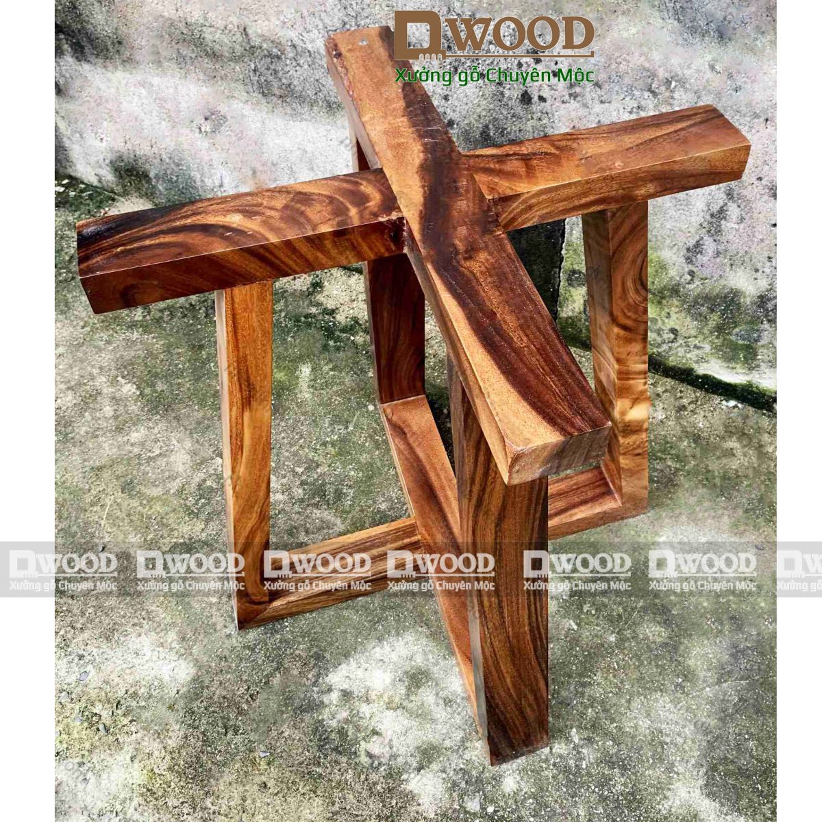 Chân bàn Dwood chữ thập gỗ me tây