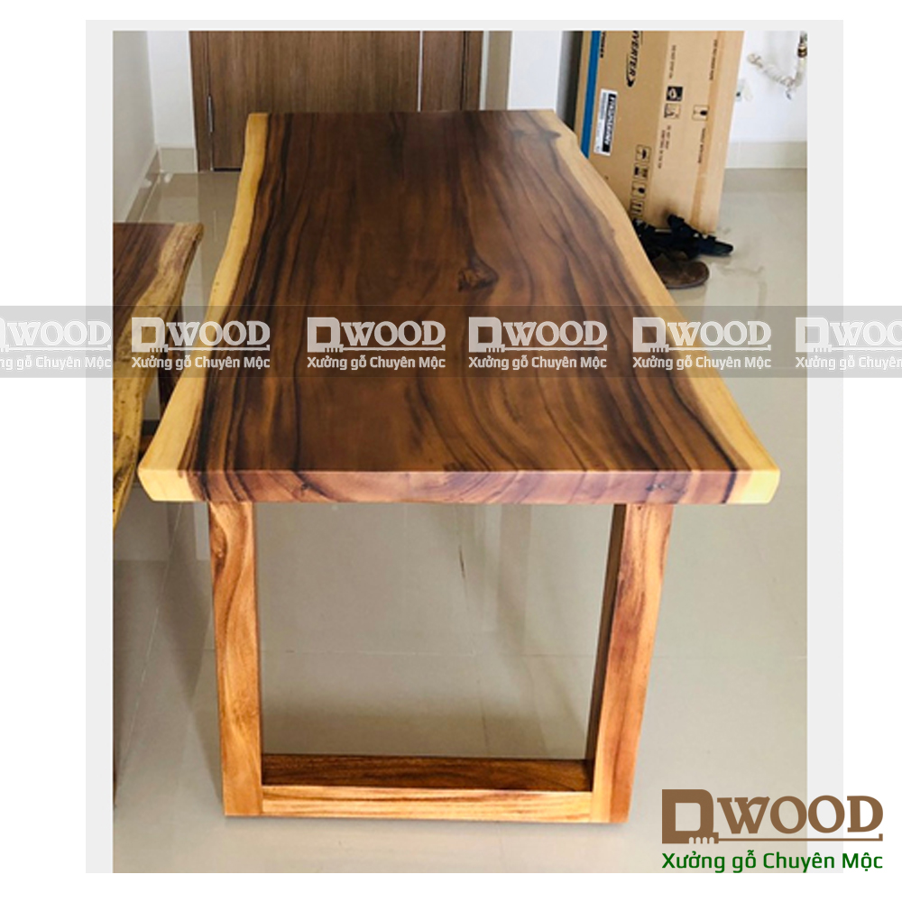 Chân bàn Dwood chữ U gỗ me tây 70 x 60