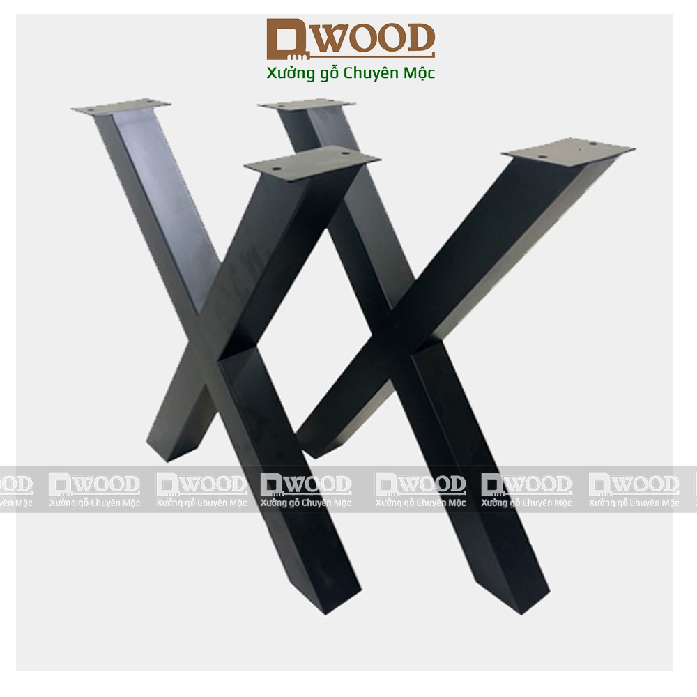 Chân bàn sắt Dwood chữ X sắt hộp 4x8 sơn đen