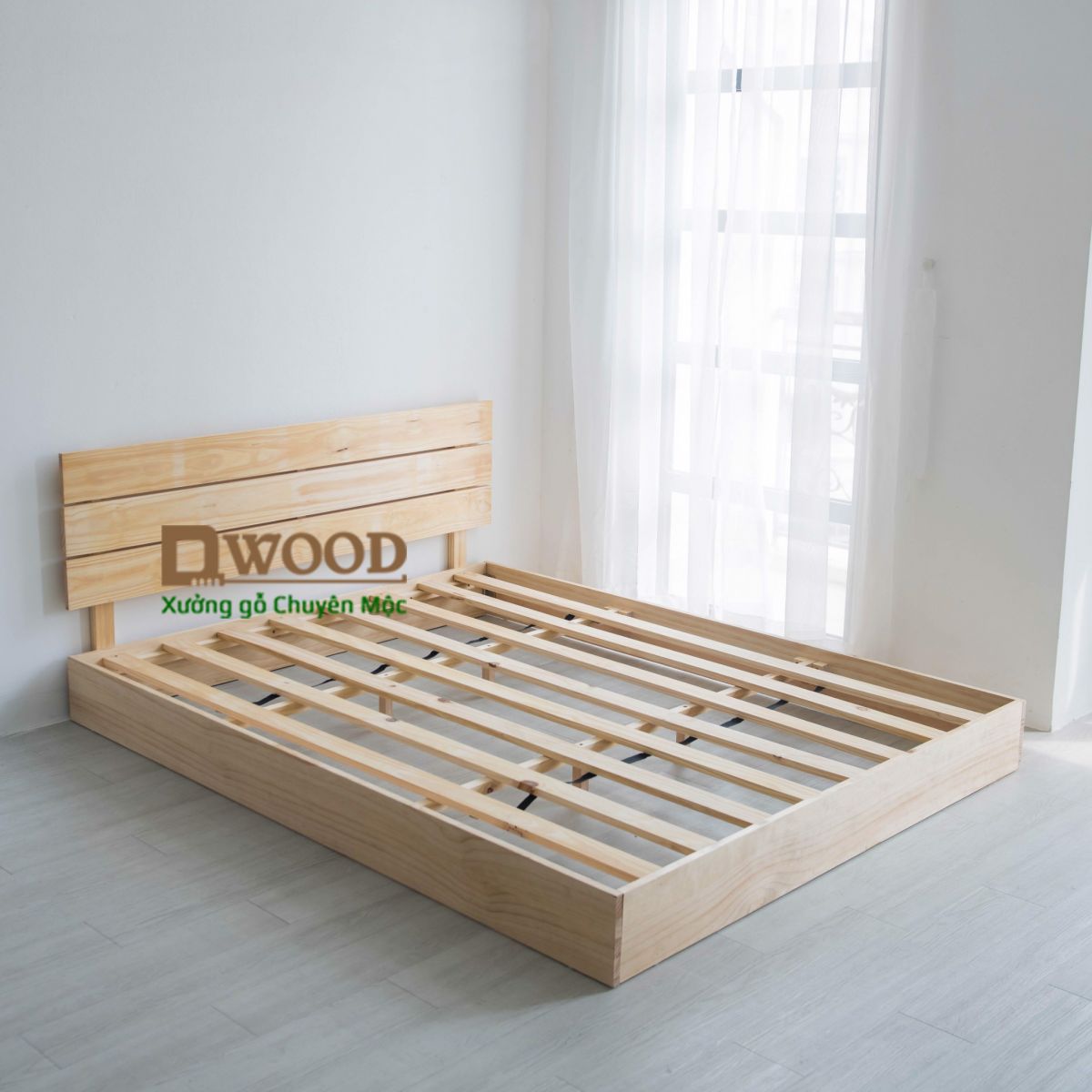 Giường ngủ gỗ thông Dwood hộp kín chắc chắn