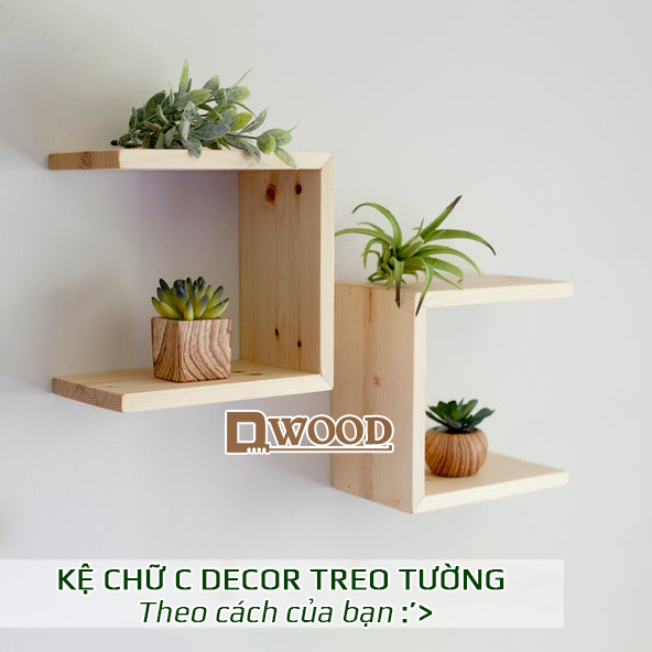 C-Shaped Wall Shelves Pine Wood DWOOD For Decorating Space