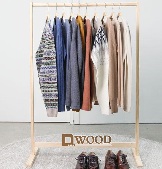 Kệ treo đồ gỗ thông DWOOD kiểu dáng Hàn Quốc, kệ treo quần áo basic nhỏ gọn, thanh lịch