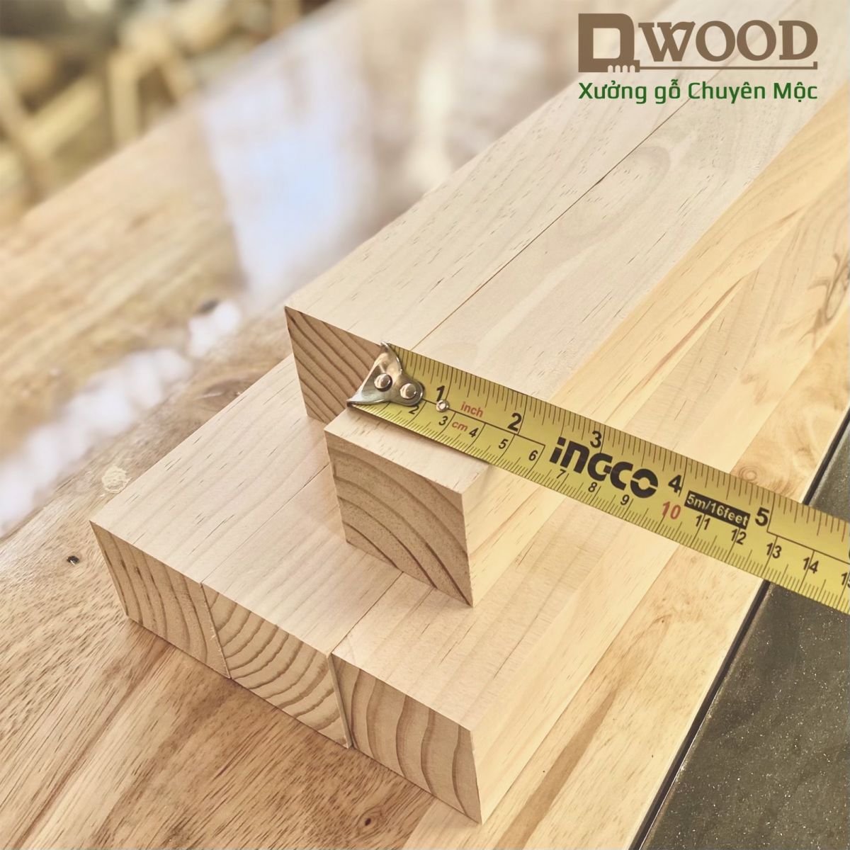 Thanh gỗ vuông Dwood 5x5 gỗ thông đã xử lý - Dài 100cm