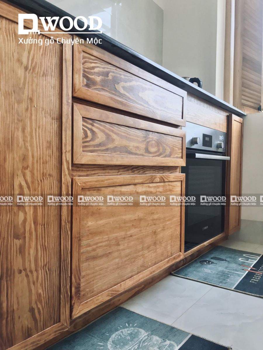 Tủ bếp gỗ tự nhiên Dwood đủ công năng cho không gian nhỏ